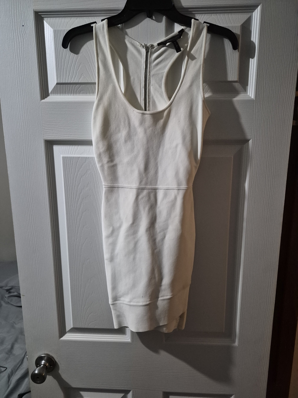 BCBGMaxAzria Cream Sleeveless Bodycon Mini Dress